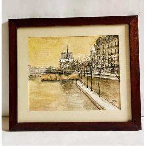 Notre Dame In Winter - Gil Watercolor